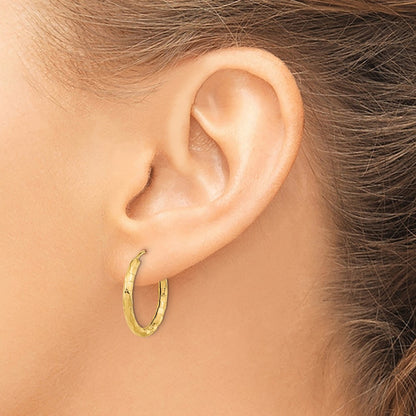14K Yellow Gold Polished Faceted 2.5mm Hoop Earrings