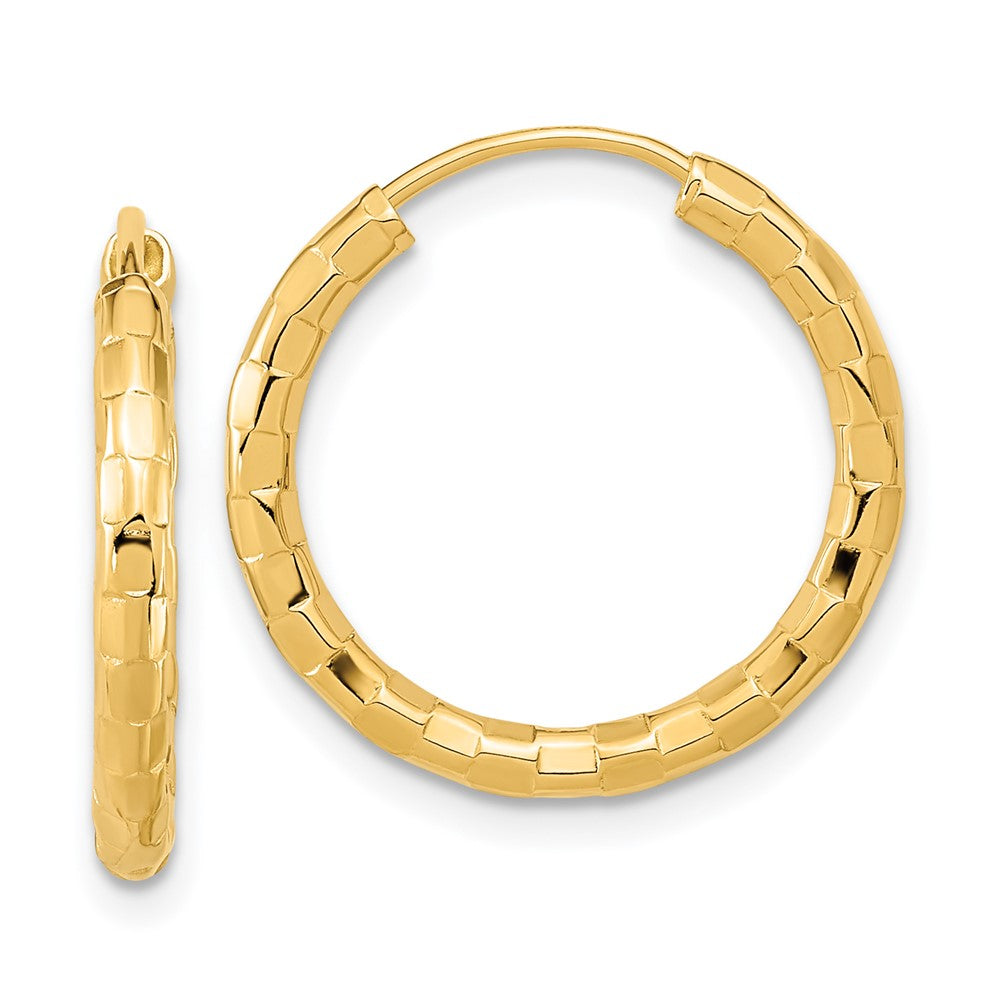14K Yellow Gold Polished Faceted 2.5mm Hoop Earrings