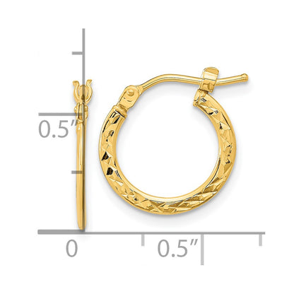 14K Yellow Gold Polished And Diamond-Cut Hoop Earrings