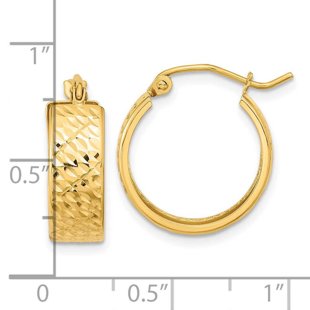 14K Yellow Gold Diamond-Cut Hoop Earrings