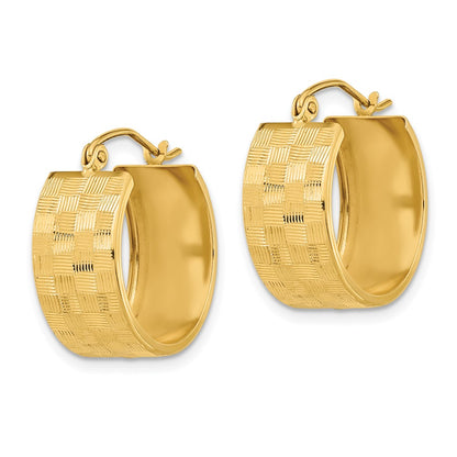 14K Yellow Gold Diamond-Cut Hoop Earrings