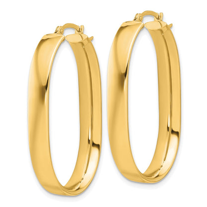 14K Yellow Gold Polished Oval Hoop Earrings