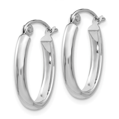 14K White Gold Polished 2.75mm Oval Tube Hoop Earrings