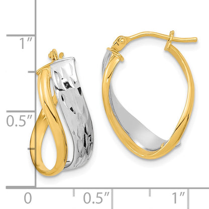 14K Two-Tone Diamond-Cut And Polished Earrings