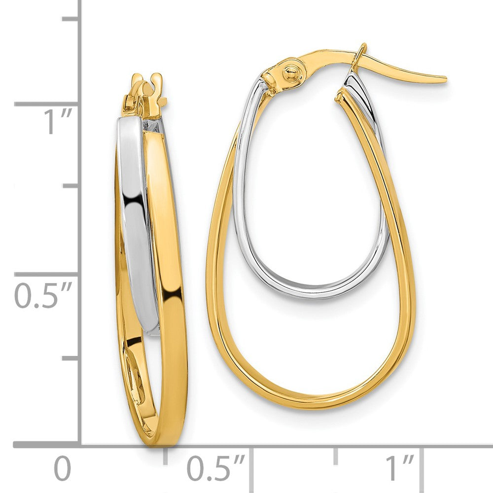 14K Two-Tone Polished Double Oval Hoop Earrings