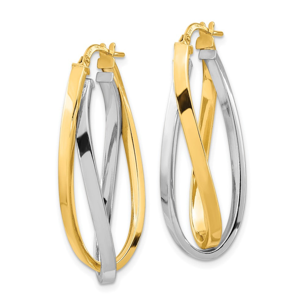 14K Two-Tone Two Tone Polished Oval Double Hoops