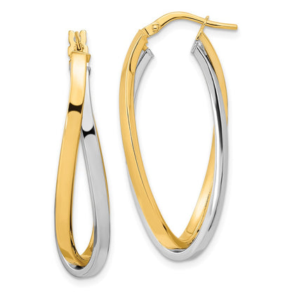 14K Two-Tone Two Tone Polished Oval Double Hoops