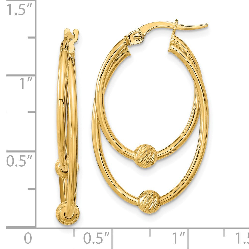 14K Yellow Gold Polished Diamond Cut Hoop Earrings