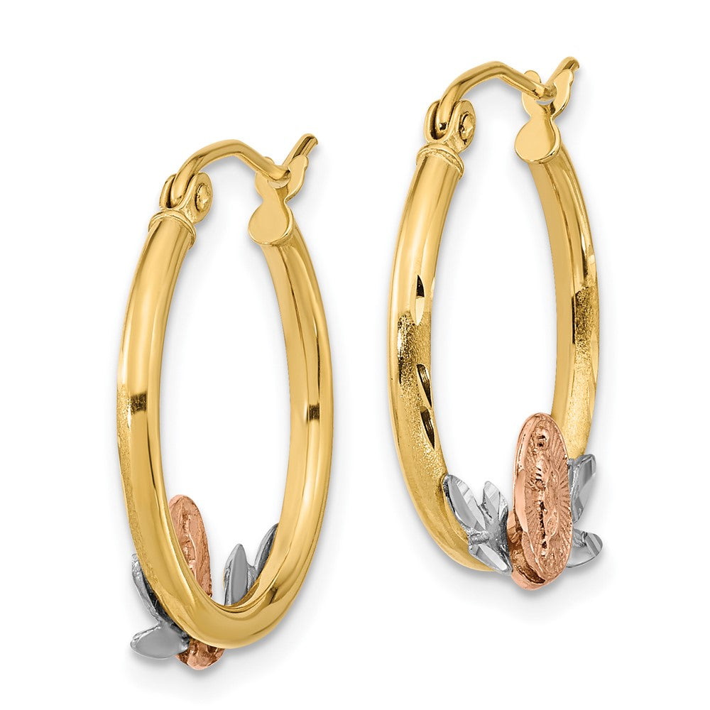 14K Tri-Color Guadalupe Hoop Earrings