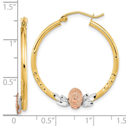 14K Tri-Color Guadalupe Hoop Earrings