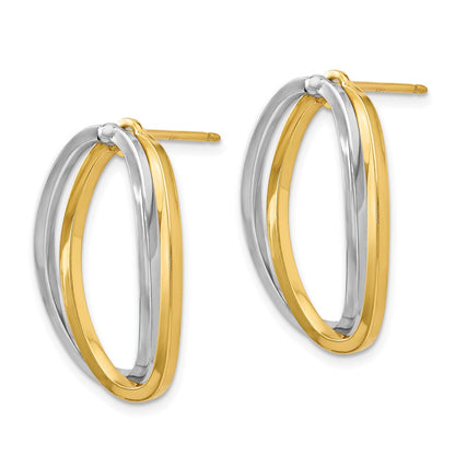 14K Two-Tone Polished Versatile Oval Post Earrings