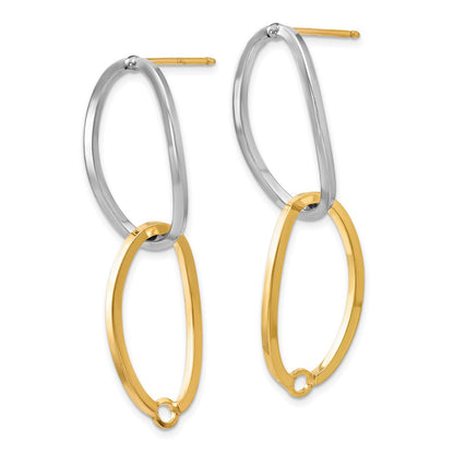 14K Two-Tone Polished Versatile Oval Post Earrings