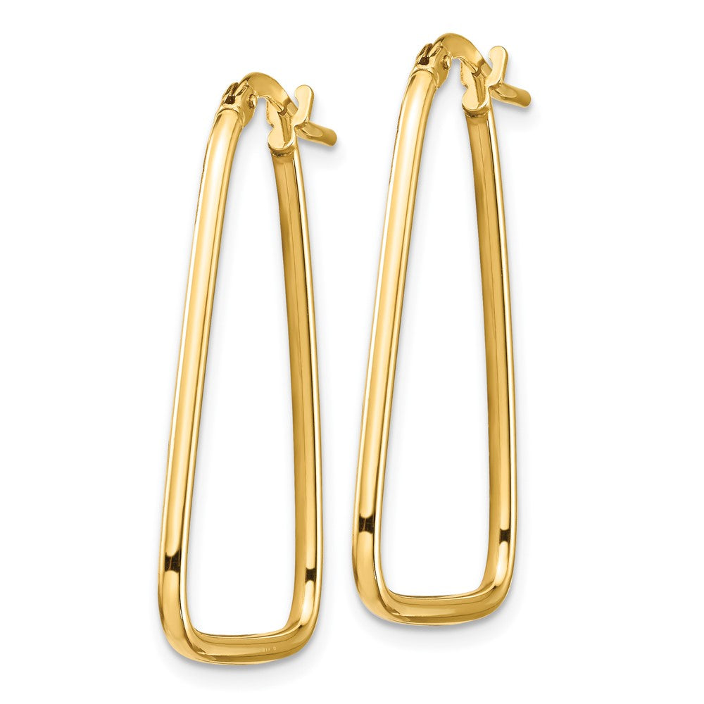 14K Yellow Gold 1.5mm Polished Triangle Dangle Hoop Earrings