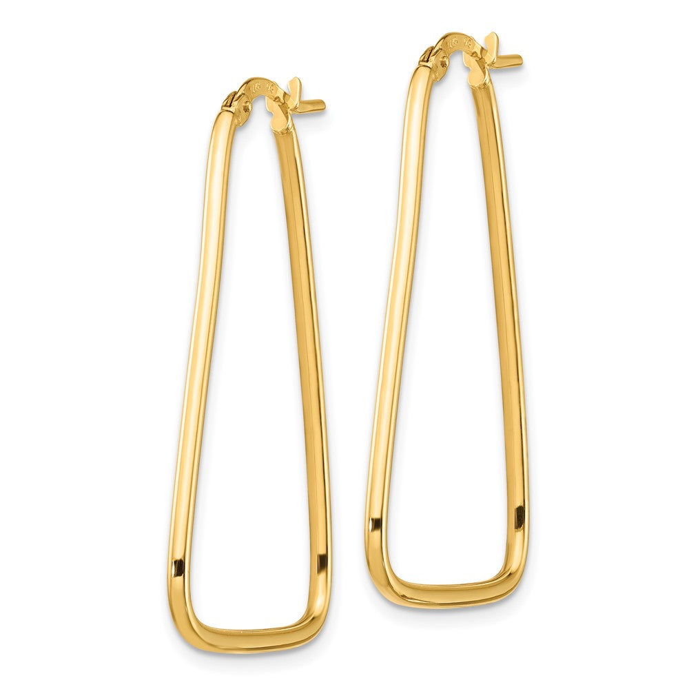 14K Yellow Gold 1.5mm Polished Triangle Dangle Hoop Earrings