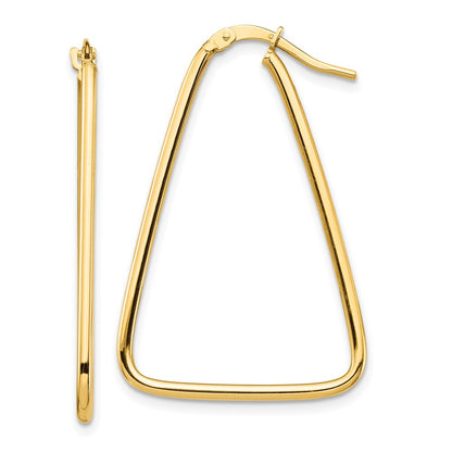 14K Yellow Gold 1.5mm Polished Triangle Dangle Hoop Earrings