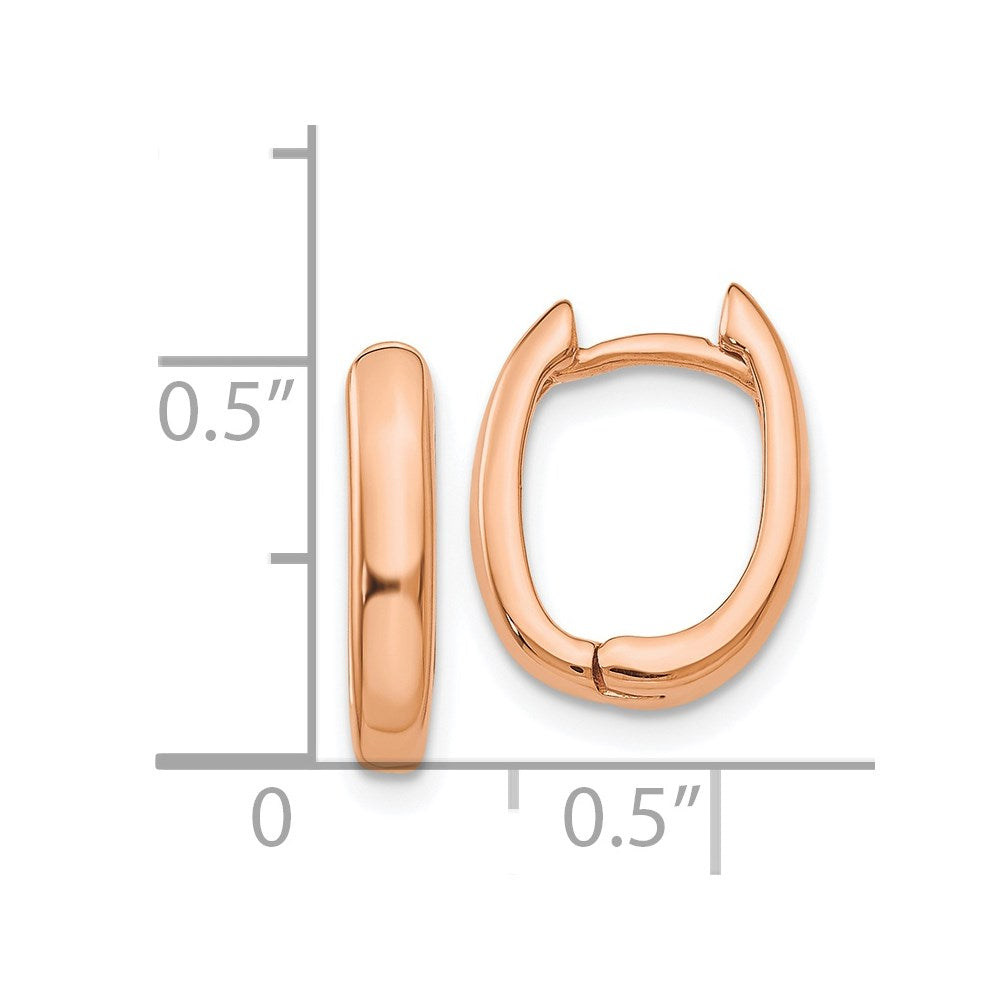 14K Rose Gold Oval Hinged Hoop Earrings