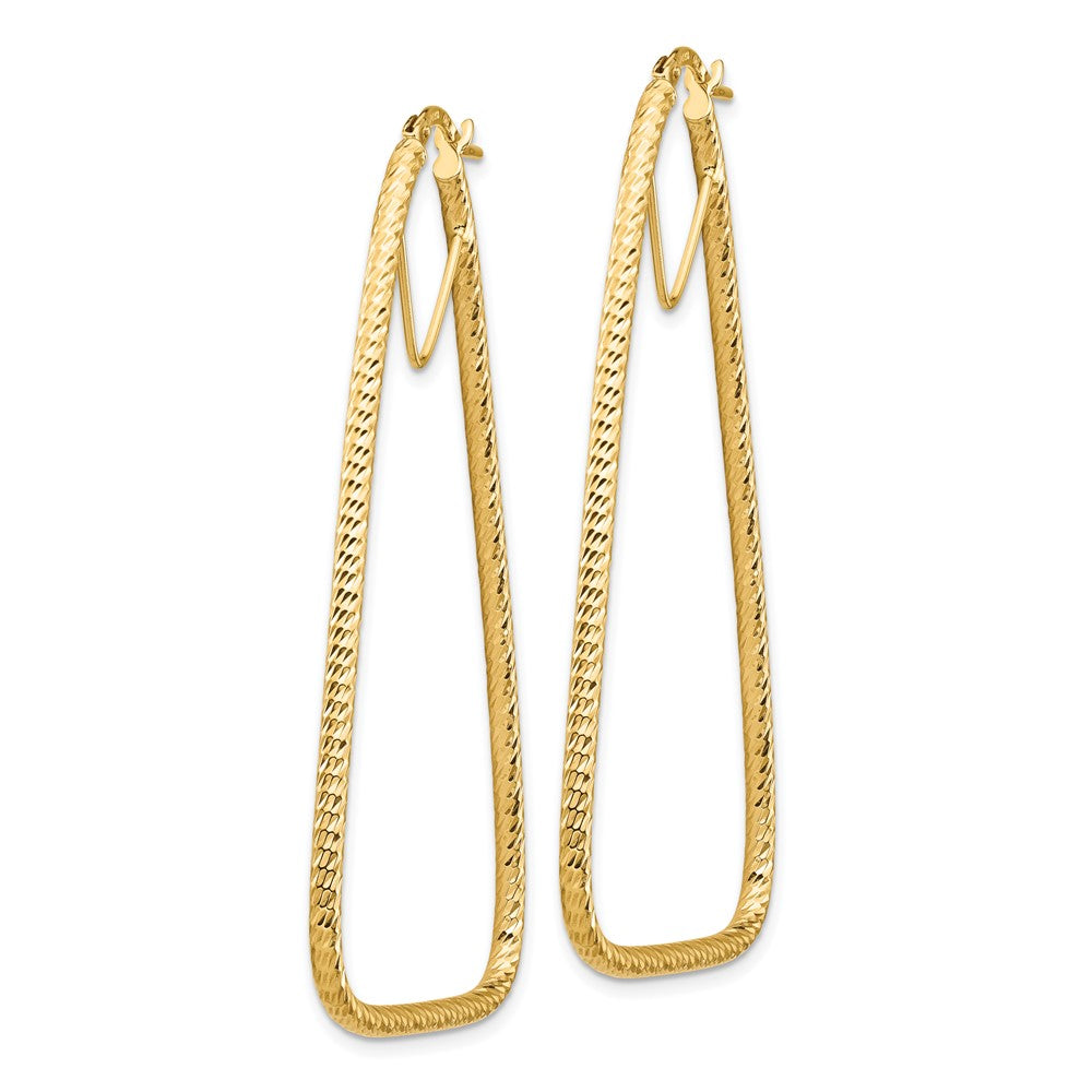 14K Yellow Gold Polished & Diamond-Cut Double Triangle Hoop Earrings