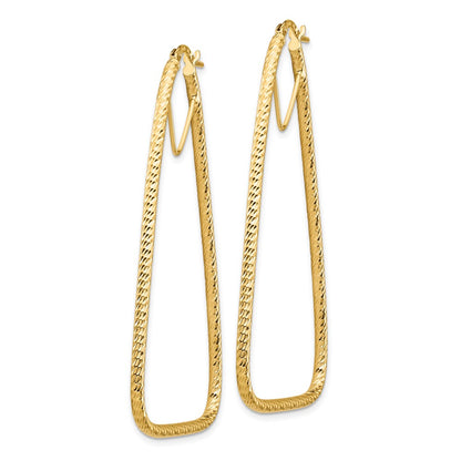 14K Yellow Gold Polished & Diamond-Cut Double Triangle Hoop Earrings