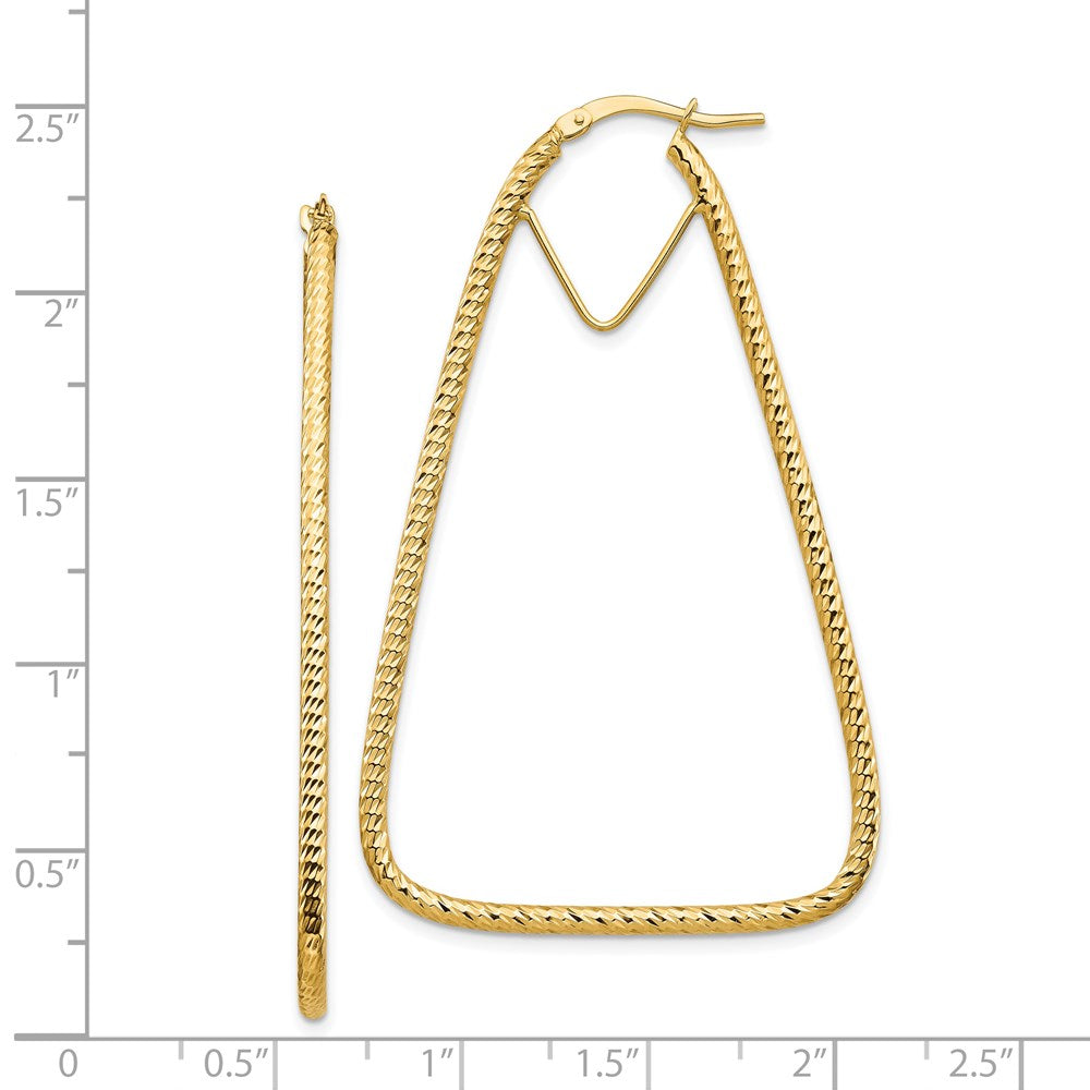 14K Yellow Gold Polished & Diamond-Cut Double Triangle Hoop Earrings
