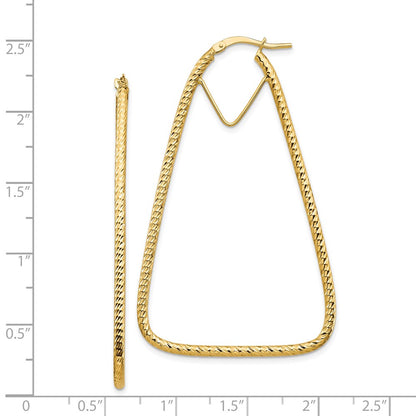 14K Yellow Gold Polished & Diamond-Cut Double Triangle Hoop Earrings