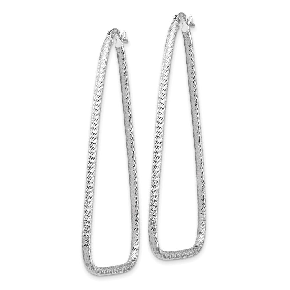 14K White Gold Polished & Diamond-Cut Double Triangle Hoop Earrings