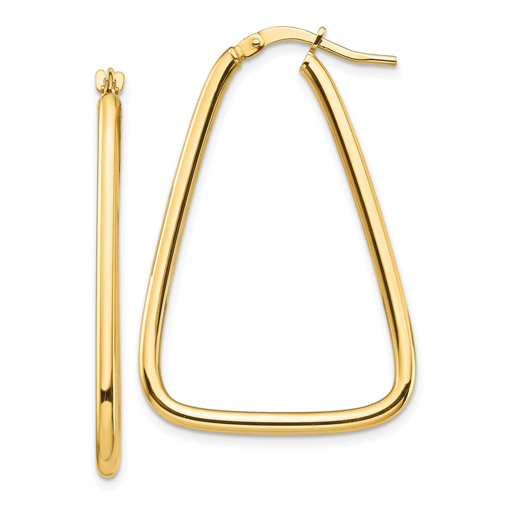 14K Yellow Gold 2mm Polished Triangle Hoop Earrings