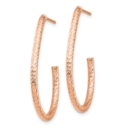 14K Rose Gold Polished Diamond-Cut Post Dangle Earrings