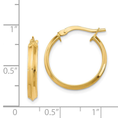 14K Yellow Gold Polished Medium 3mm Hoop Earrings