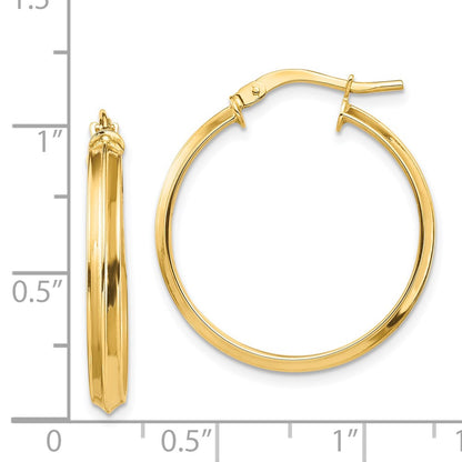 14K Yellow Gold Polished Large 3mm Hoop Earrings