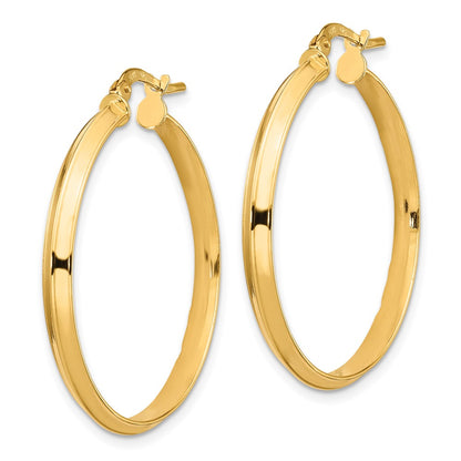 14K Yellow Gold Polished 3mm Xl Hoop Earrings