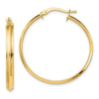 14K Yellow Gold Polished 3mm Xl Hoop Earrings