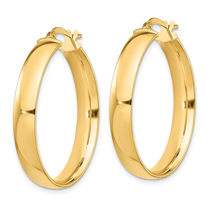14K Yellow Gold High Polished 5mm Hoop Earrings