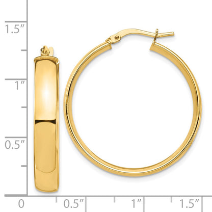 14K Yellow Gold High Polished 5mm Hoop Earrings