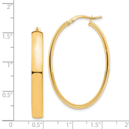 14K Yellow Gold High Polished 5mm Oval Hoop Earrings