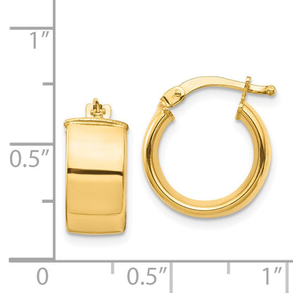 14K Yellow Gold High Polished 7mm Hoop Earrings