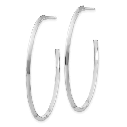 14K White Gold Polished Knife Edge Oval 2mm Post Dangle Earrings