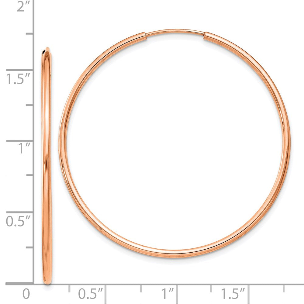 14K Rose Gold 1.5mm Polished Endless Hoop Earrings