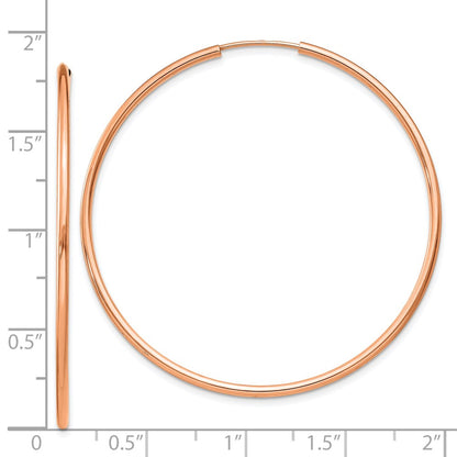 14K Rose Gold 1.5mm Polished Endless Hoop Earrings