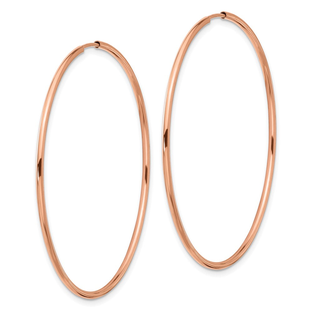 14K Rose Gold 1.5mm Polished Endless Hoop Earrings