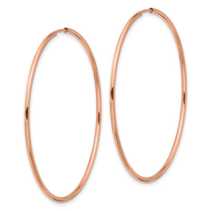 14K Rose Gold 1.5mm Polished Endless Hoop Earrings