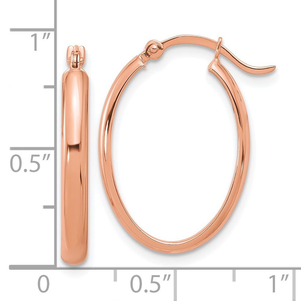 14K Rose Gold Oval Hoop Earrings