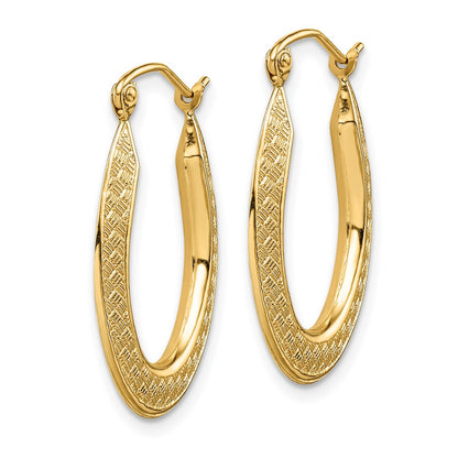 14K Yellow Gold Textured Stamped Hoop Earrings