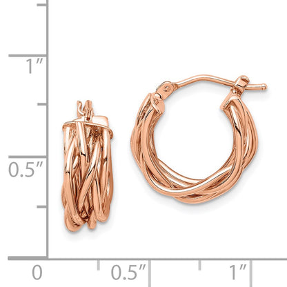 14K Rose Gold Polished Braided Hoop Earrings