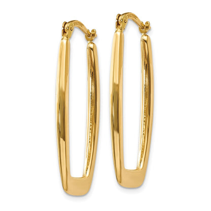 14K Yellow Gold Polished 2.25mm Rectangle Hoop Earrings