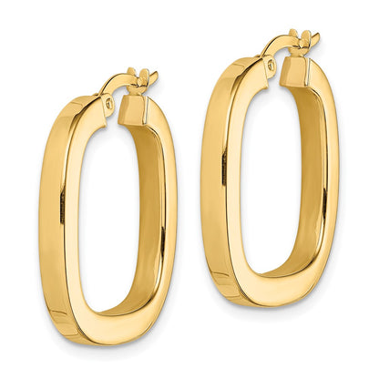 14K Yellow Gold Square Tube Hollow Hoop Earrings