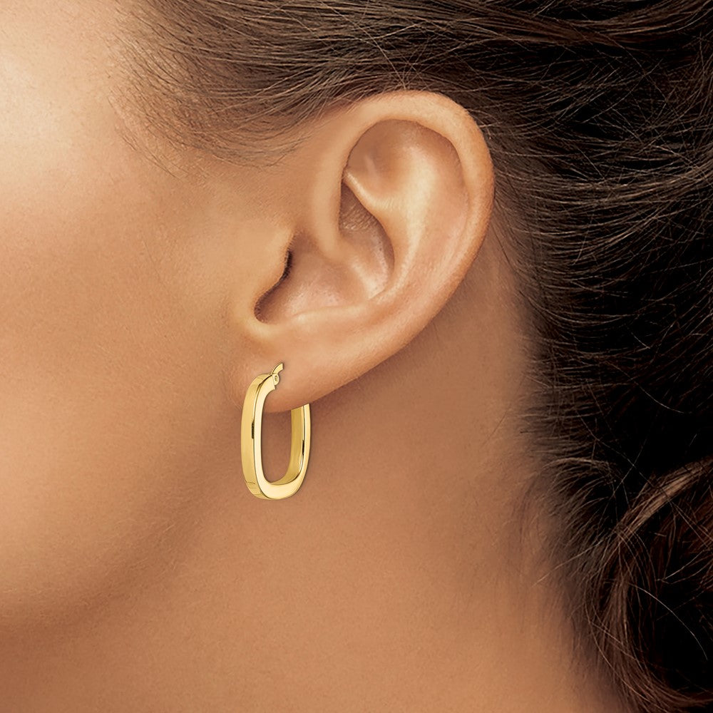 14K Yellow Gold Square Tube Hollow Hoop Earrings