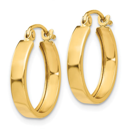 14K Yellow Gold Polished 3mm Hoop Earrings