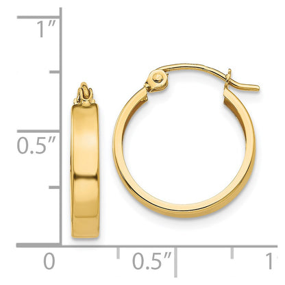14K Yellow Gold Polished 3mm Hoop Earrings