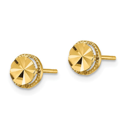 14K Yellow Gold Diamond-Cut Round Post Earrings