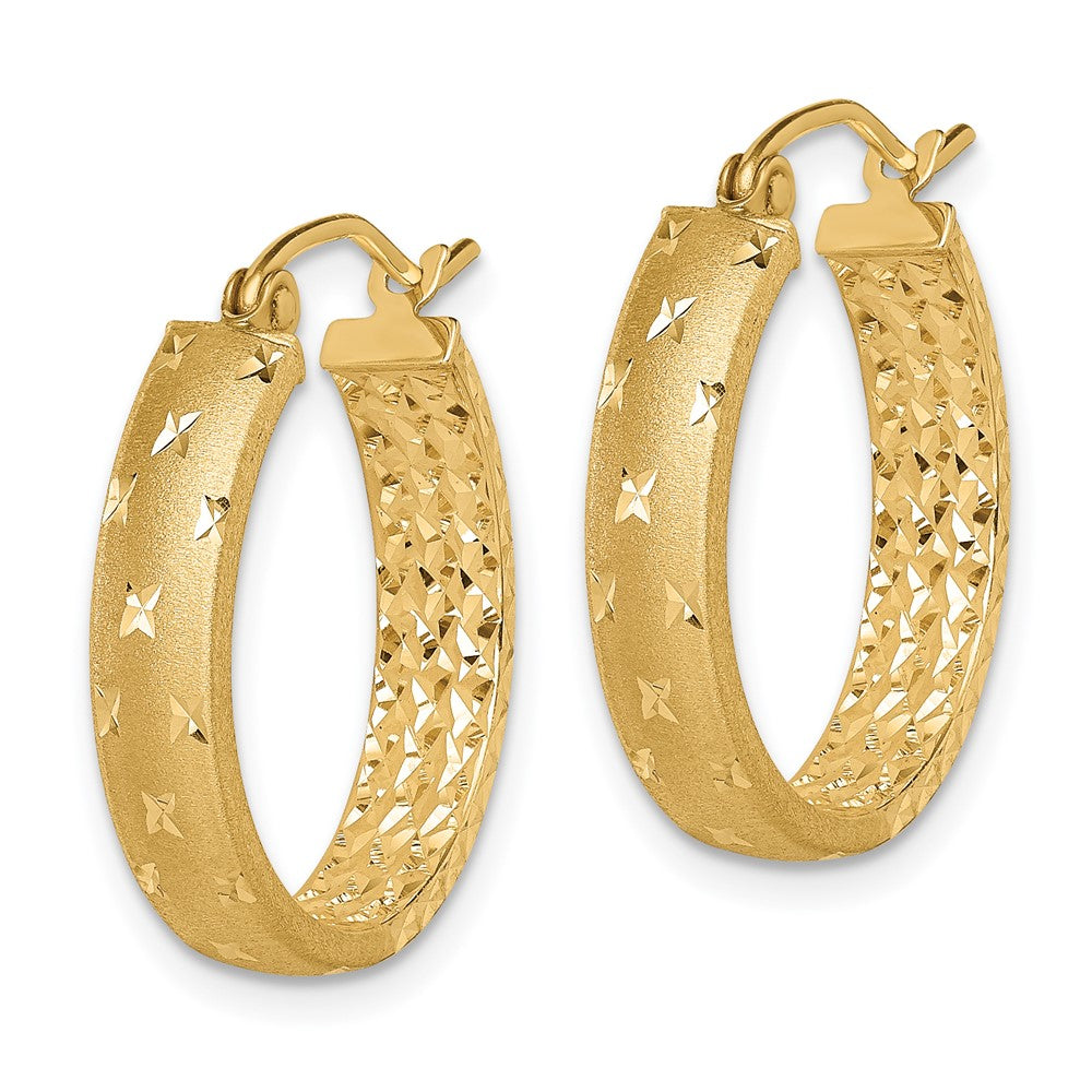 14K Yellow Gold Polished Diamond-Cut In/Out Hoop Earrings